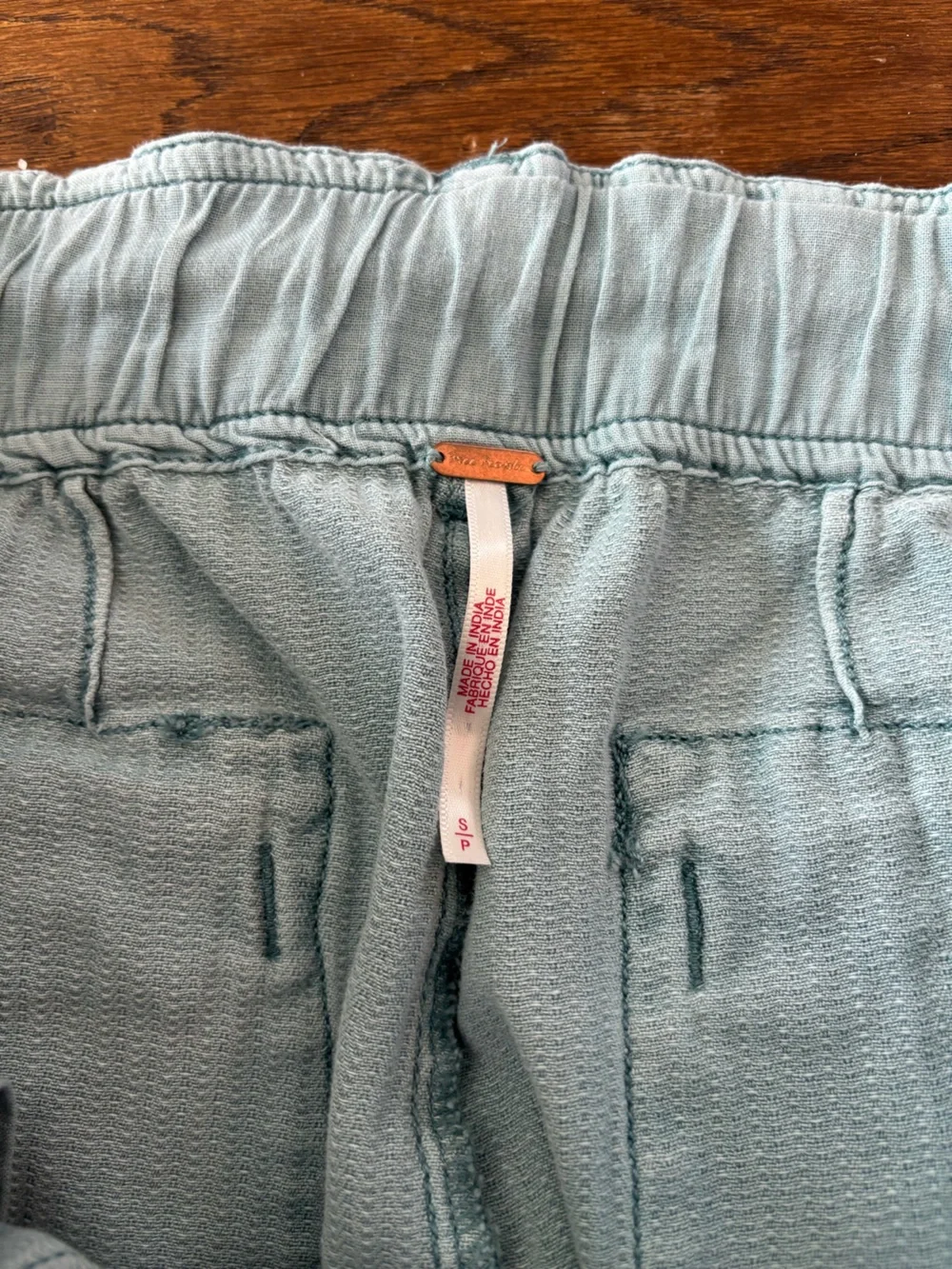 Free People Solid WAIMEA Slouchy Slate Blue Cargo Drawstring Shorts - Picture 9 of 13
